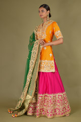 Orange Embroidered Lehenga1157 video